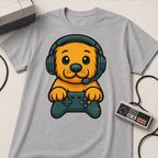 Cute Retro Gaming Puppy T-Shirt | Gamer Dog Illustration Tee
