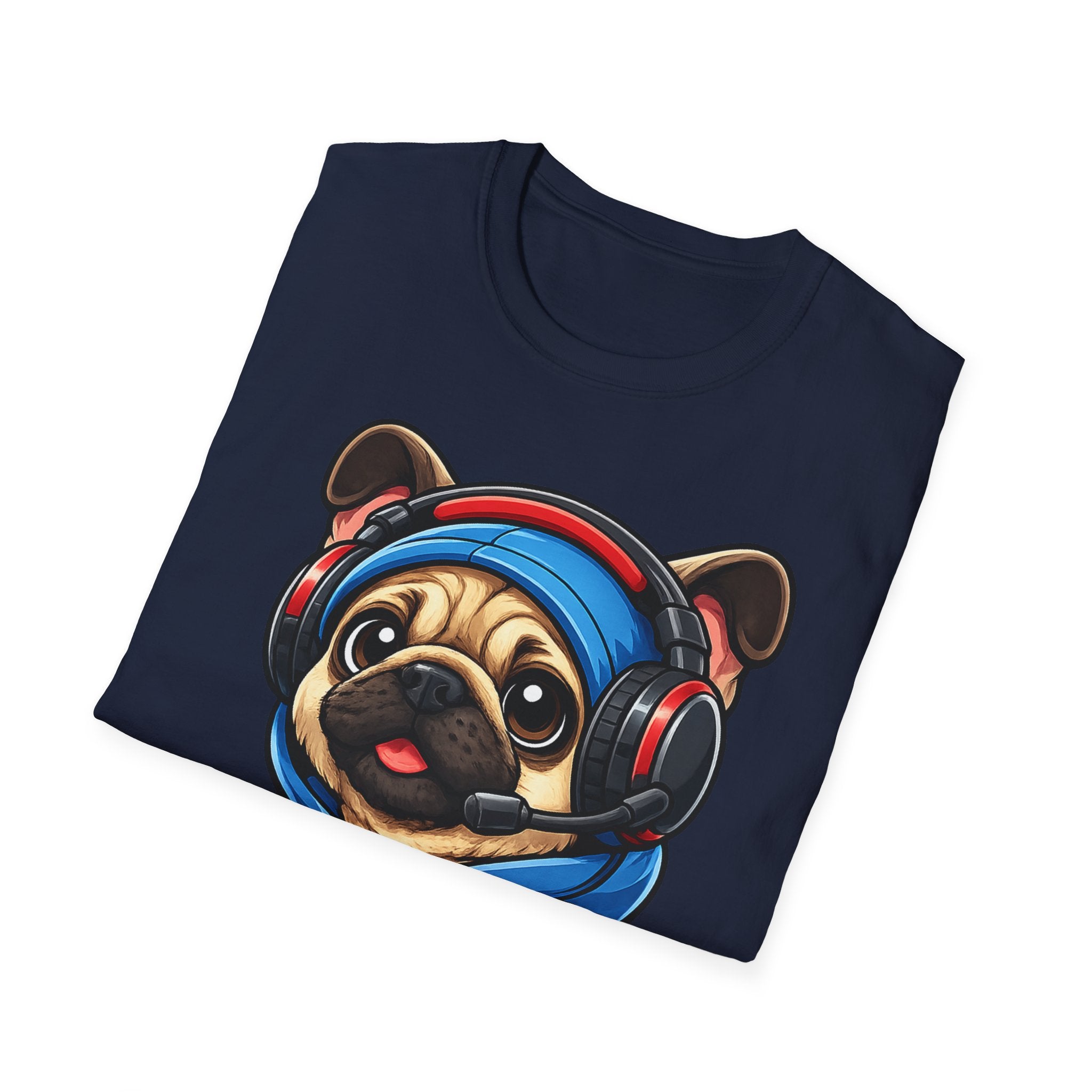 Gamer Pug T-Shirt | Cute Pug with Headset & Controller Graphic