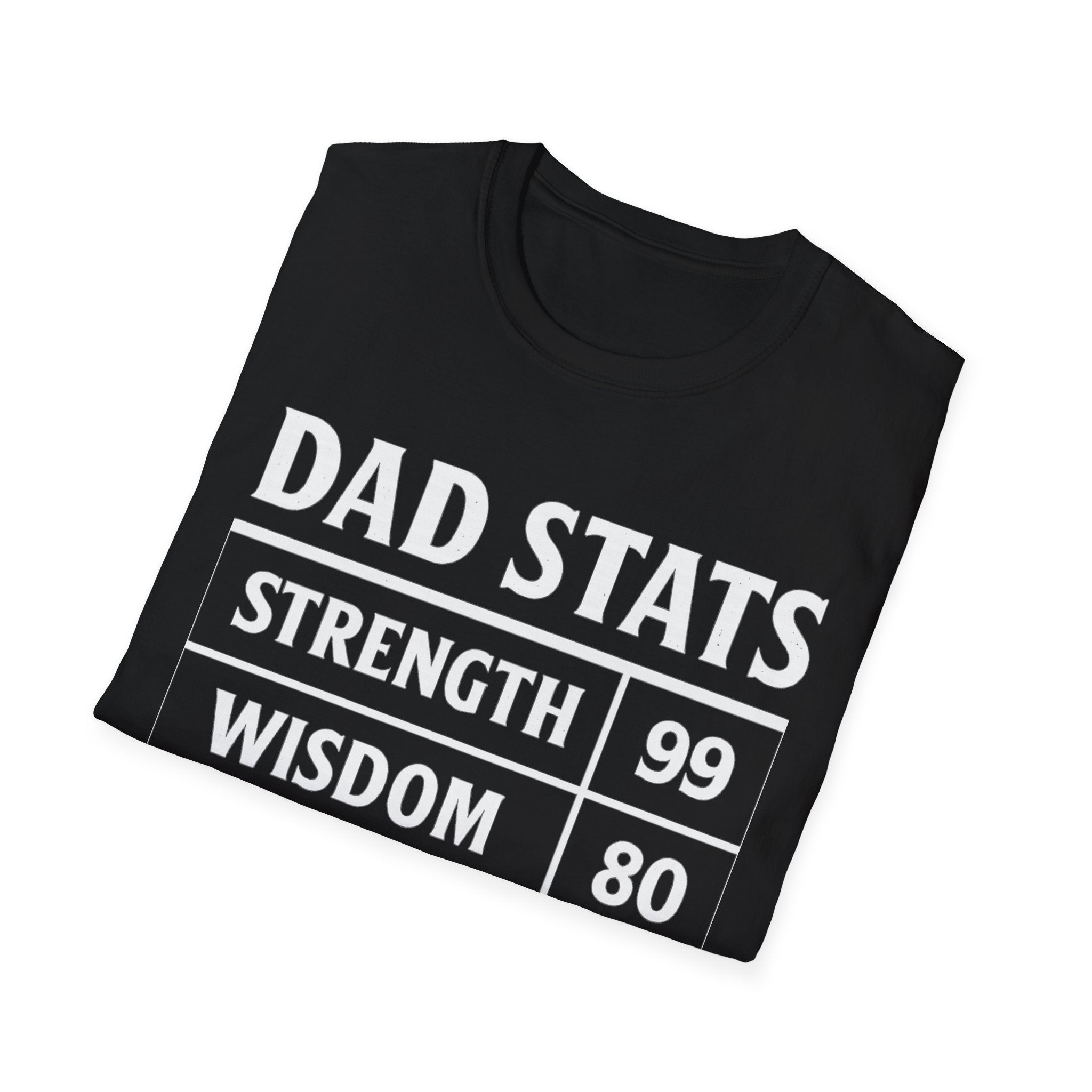 Dad Stats T-Shirt | Strength 99, Wisdom 80, Speed 75, Sleep 10 Funny Father's Day Tee