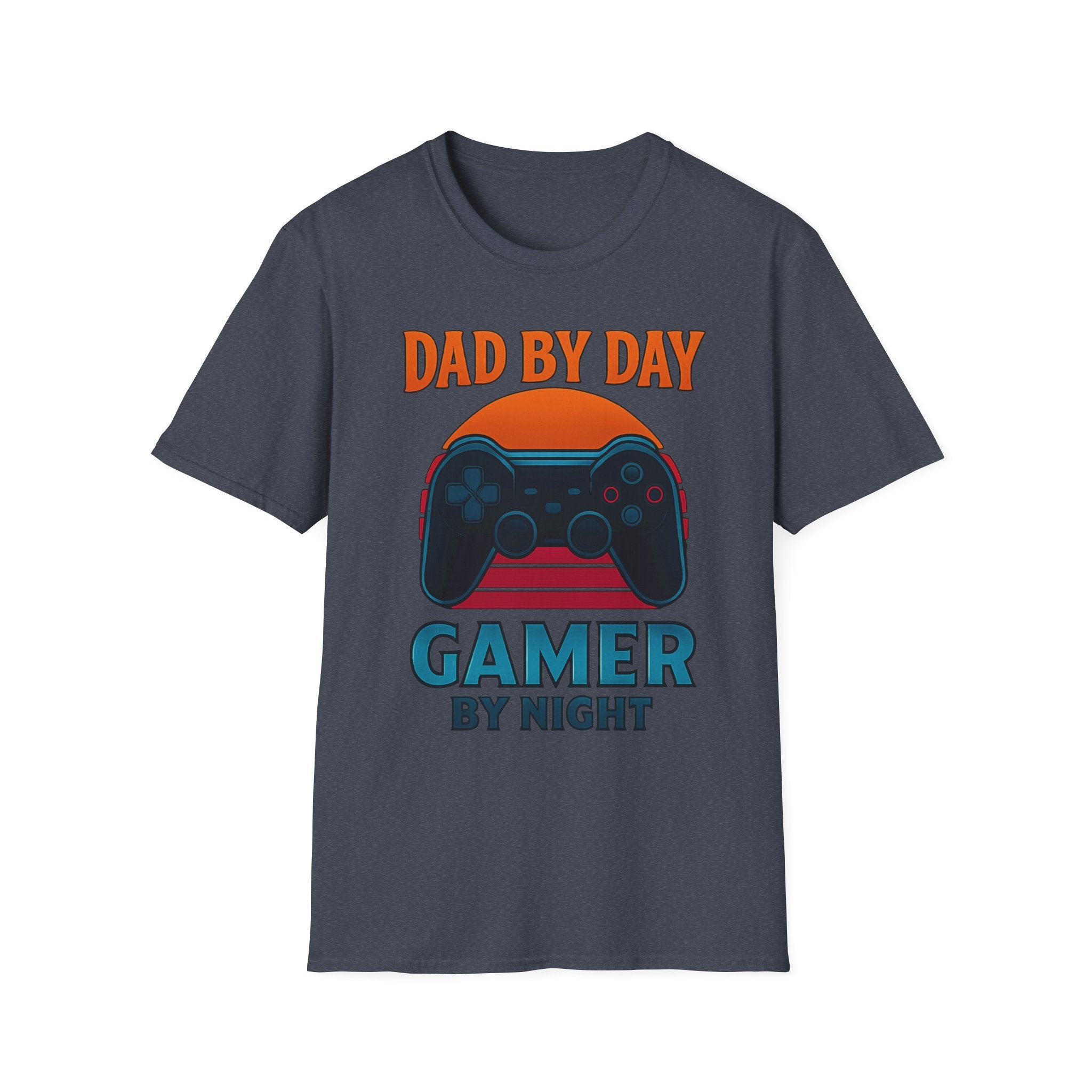 Dad By Day Gamer By Night T-Shirt | Retro Controller Gaming Tee for Fathers