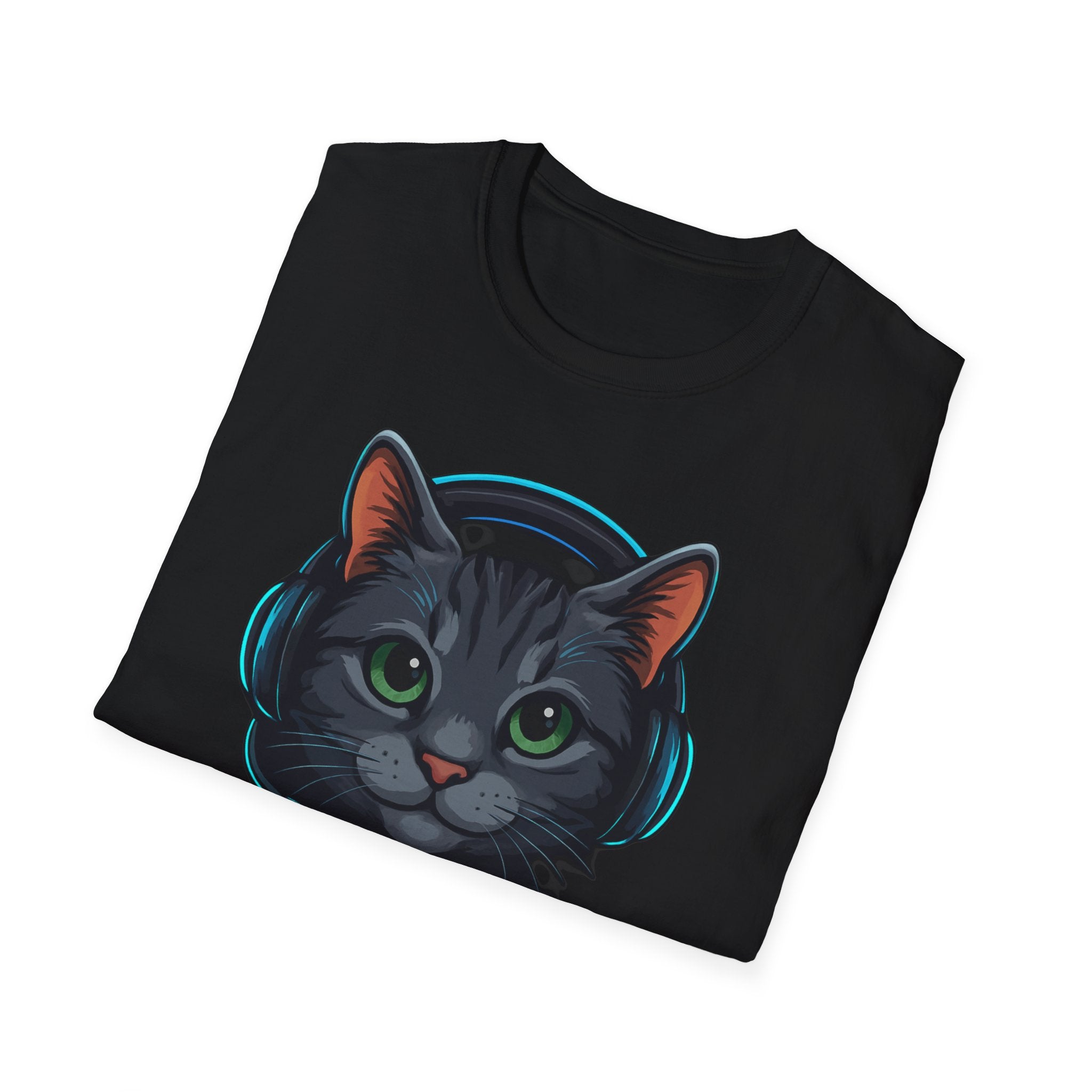 Gaming Cat Graphic T-Shirt | Cute Gamer Kitten Illustration