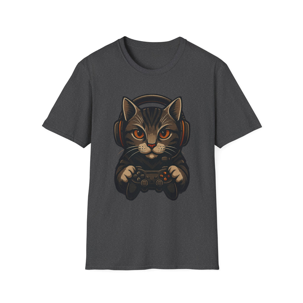 Gaming Cat Holding Controller T-Shirt | Cat Gamer Graphic Tee