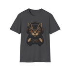 Gaming Cat Holding Controller T-Shirt | Cat Gamer Graphic Tee