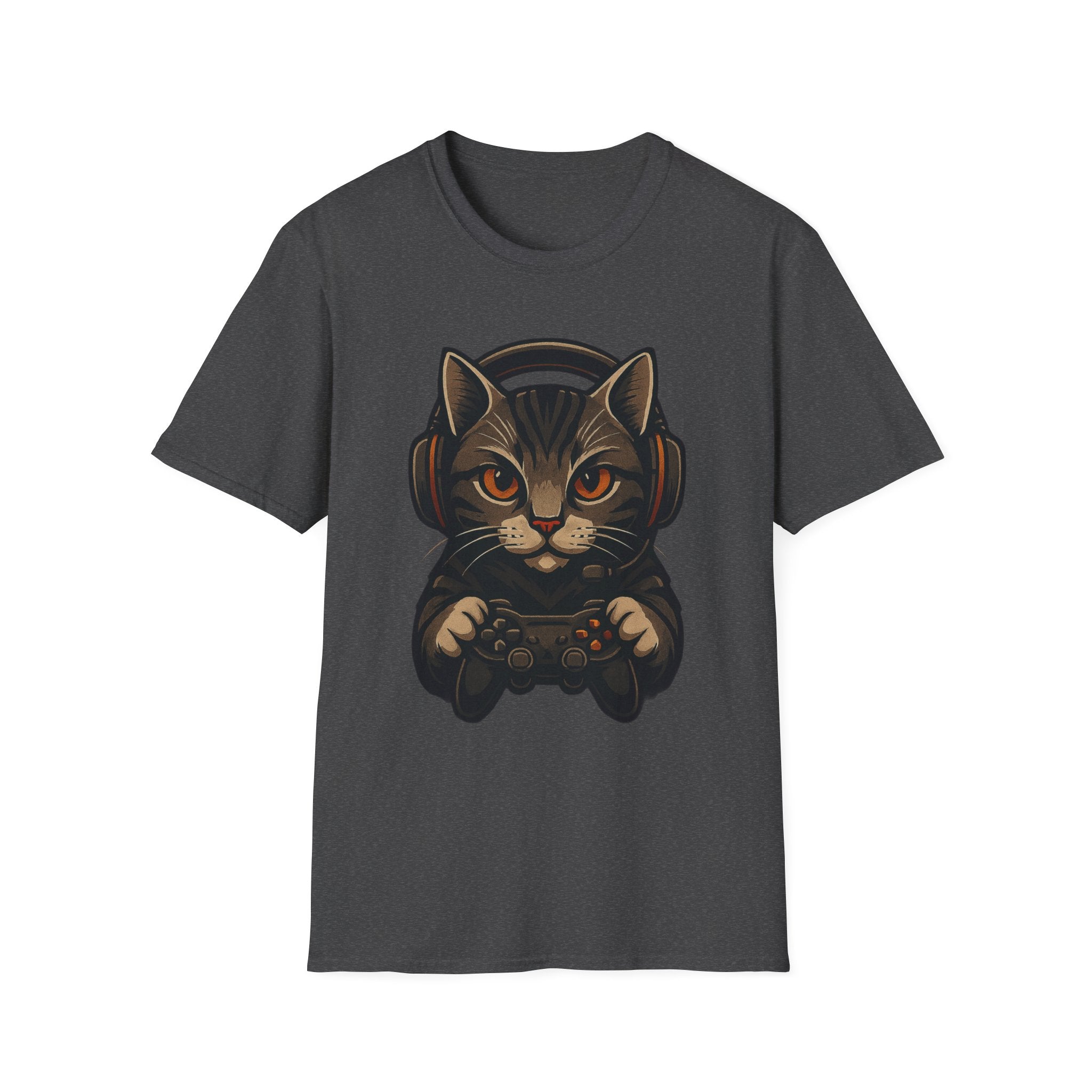 Gaming Cat Holding Controller T-Shirt | Cat Gamer Graphic Tee