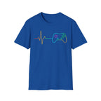 Heartbeat Game Controller T-Shirt | Neon Gaming Pulse Tee