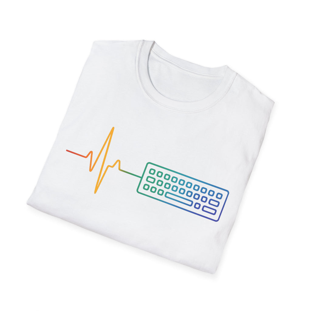 Keyboard Lifeline T-Shirt | Minimalist Tech Heartbeat Tee for Programmers