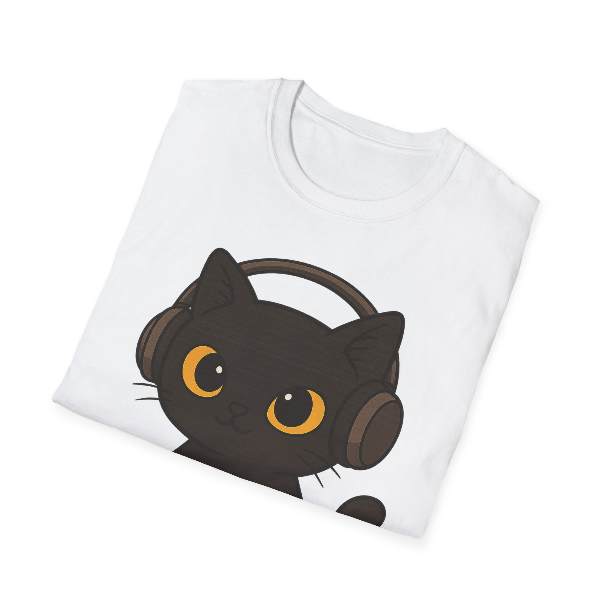 Gamer Cat T-Shirt | Cute Black Cat with Headset & Game Controller