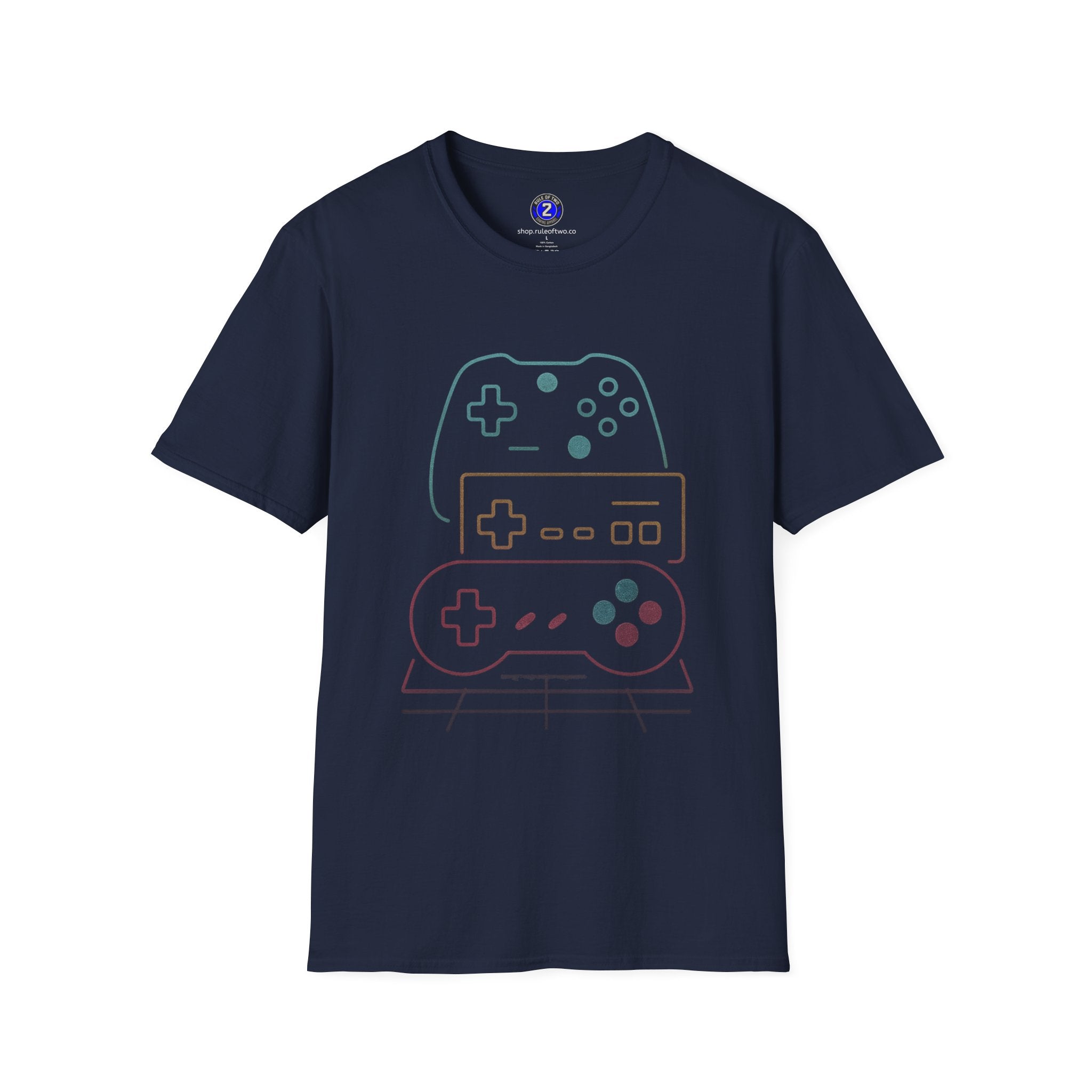 Colorful Video Game Controllers T-Shirt | Retro Gaming Graphic Tee