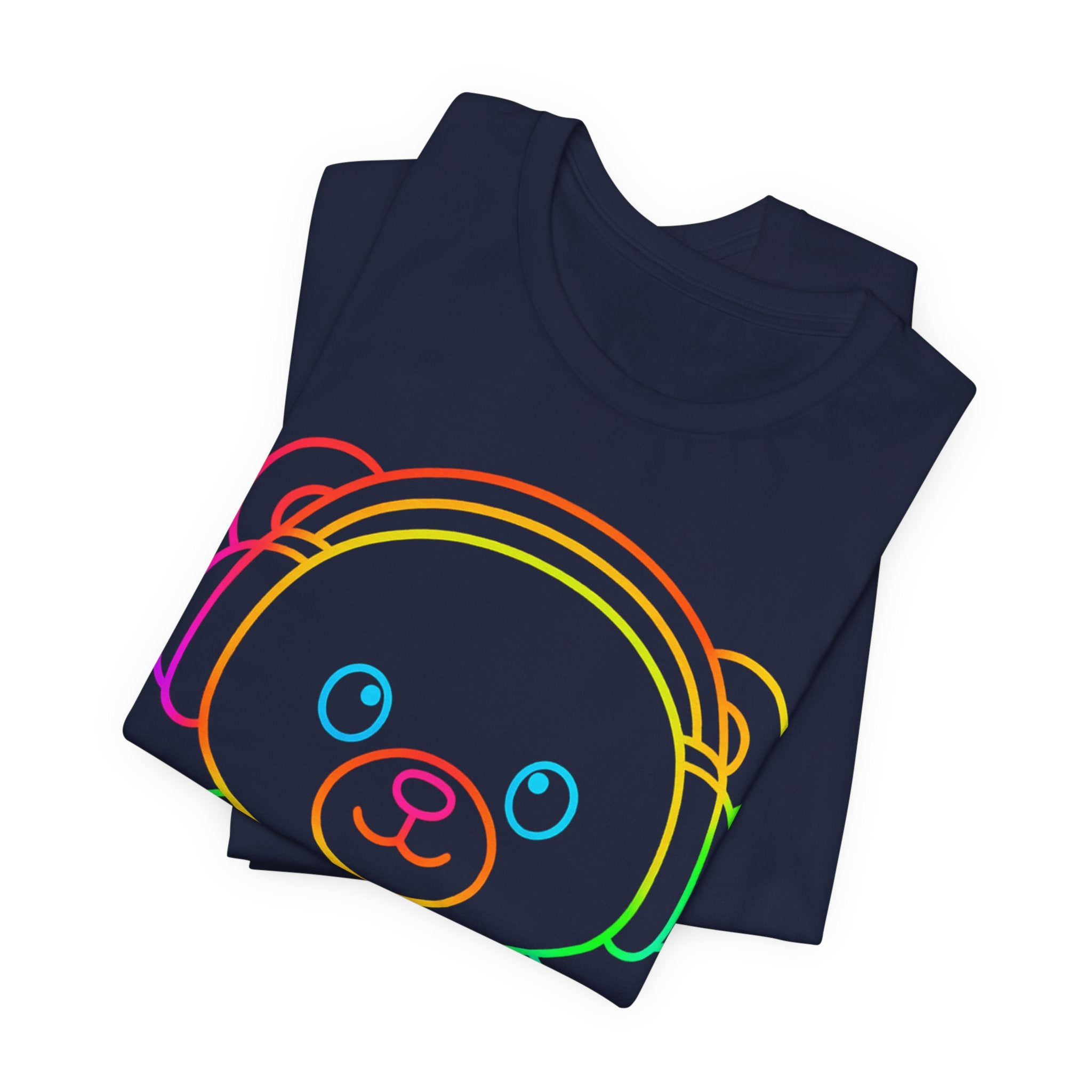 Gaming Bear Graphic Tee — Rainbow Cute Gamer Teddy Shirt