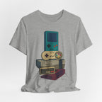 Retro Gaming Stack T-Shirt — Vintage Handheld & Console Graphic Tee