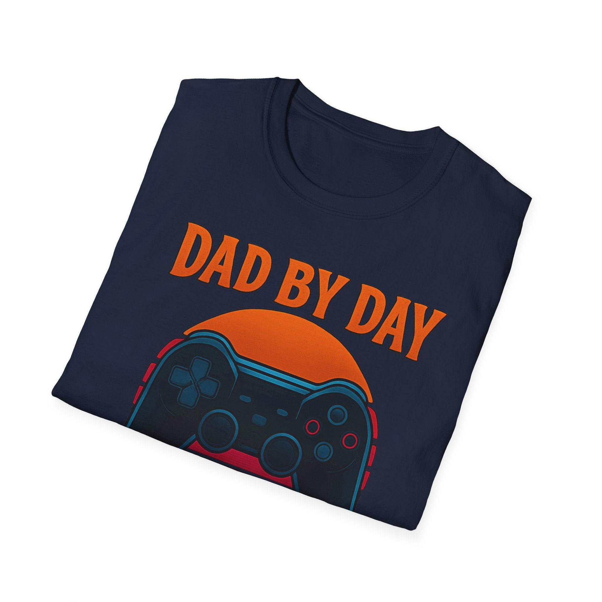Dad By Day Gamer By Night T-Shirt | Retro Controller Gaming Tee for Fathers