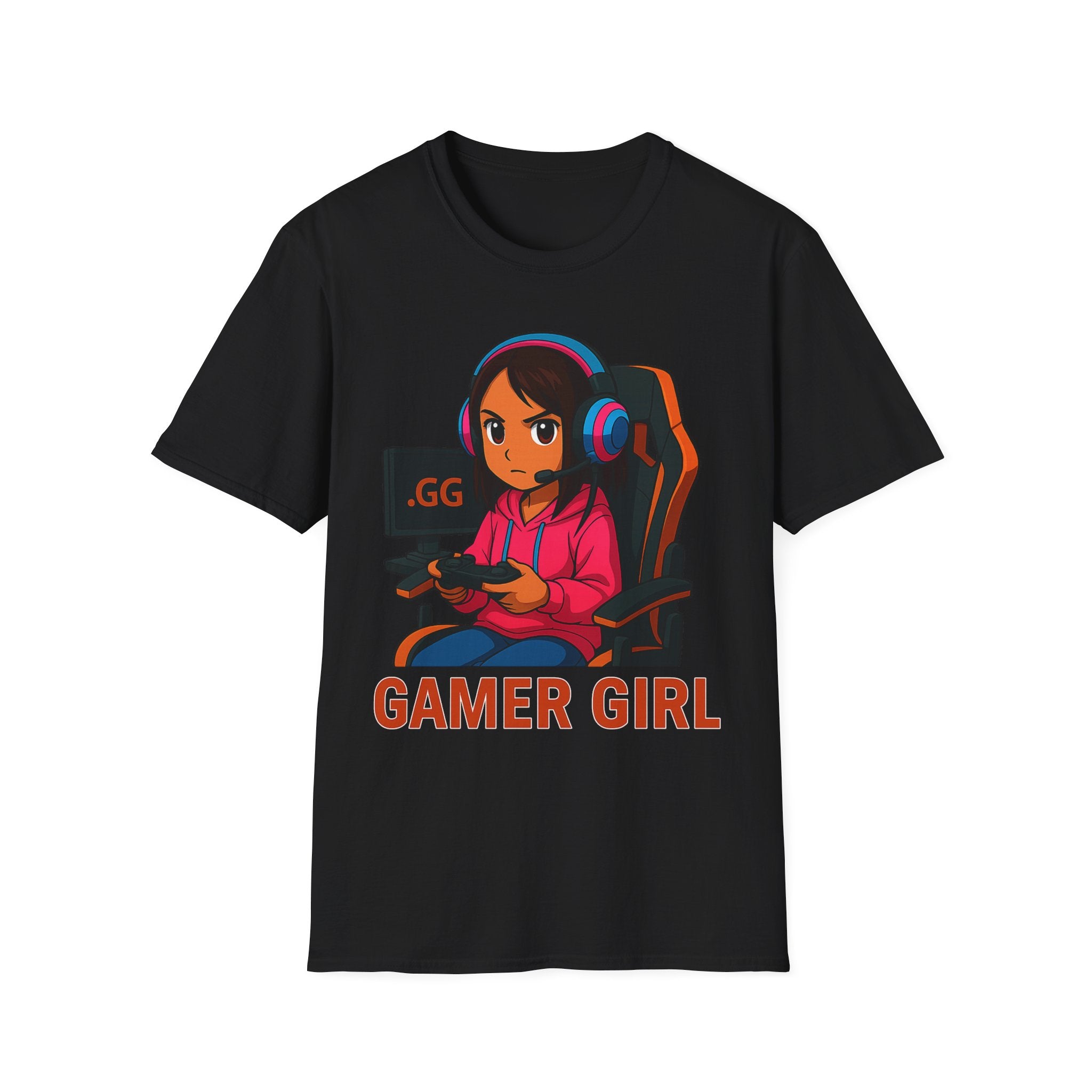 Gamer Girl T-Shirt - Cute Cartoon Female Gamer Graphic Tee
