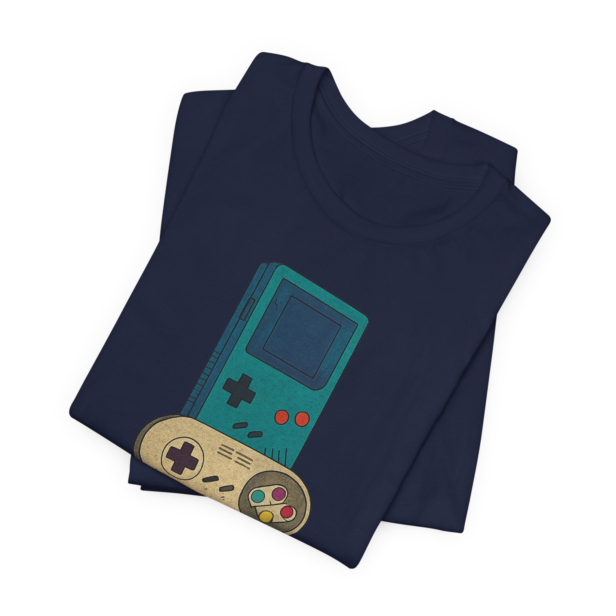 Retro Gaming Stack T-Shirt — Vintage Handheld & Console Graphic Tee