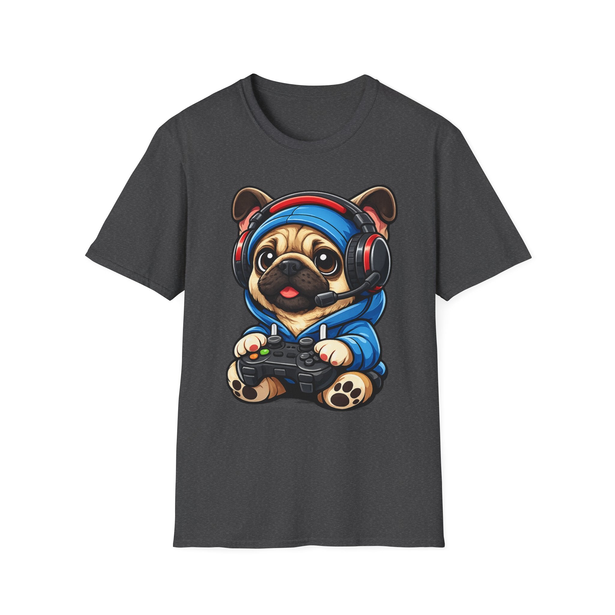 Gamer Pug T-Shirt | Cute Pug with Headset & Controller Graphic