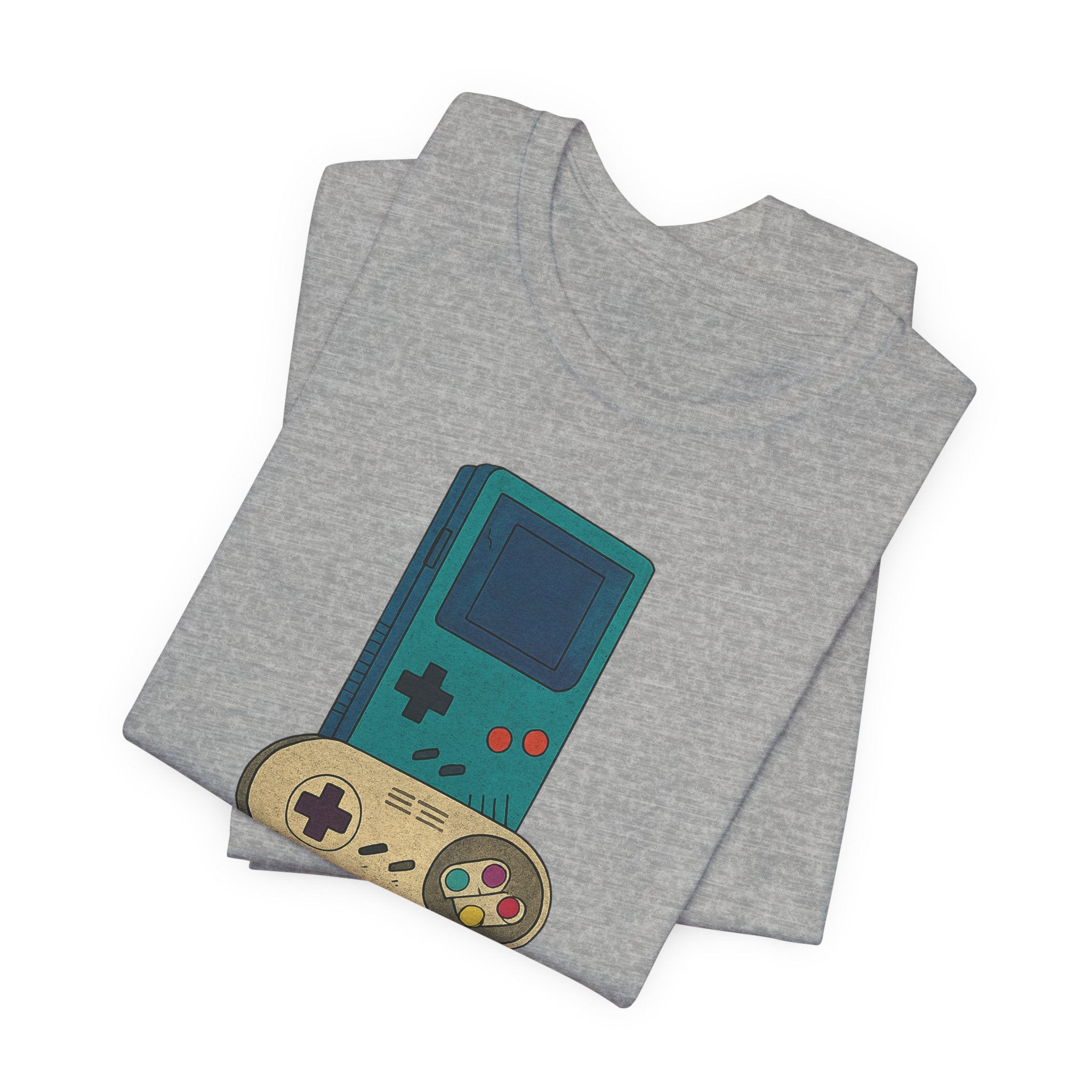 Retro Gaming Stack T-Shirt — Vintage Handheld & Console Graphic Tee
