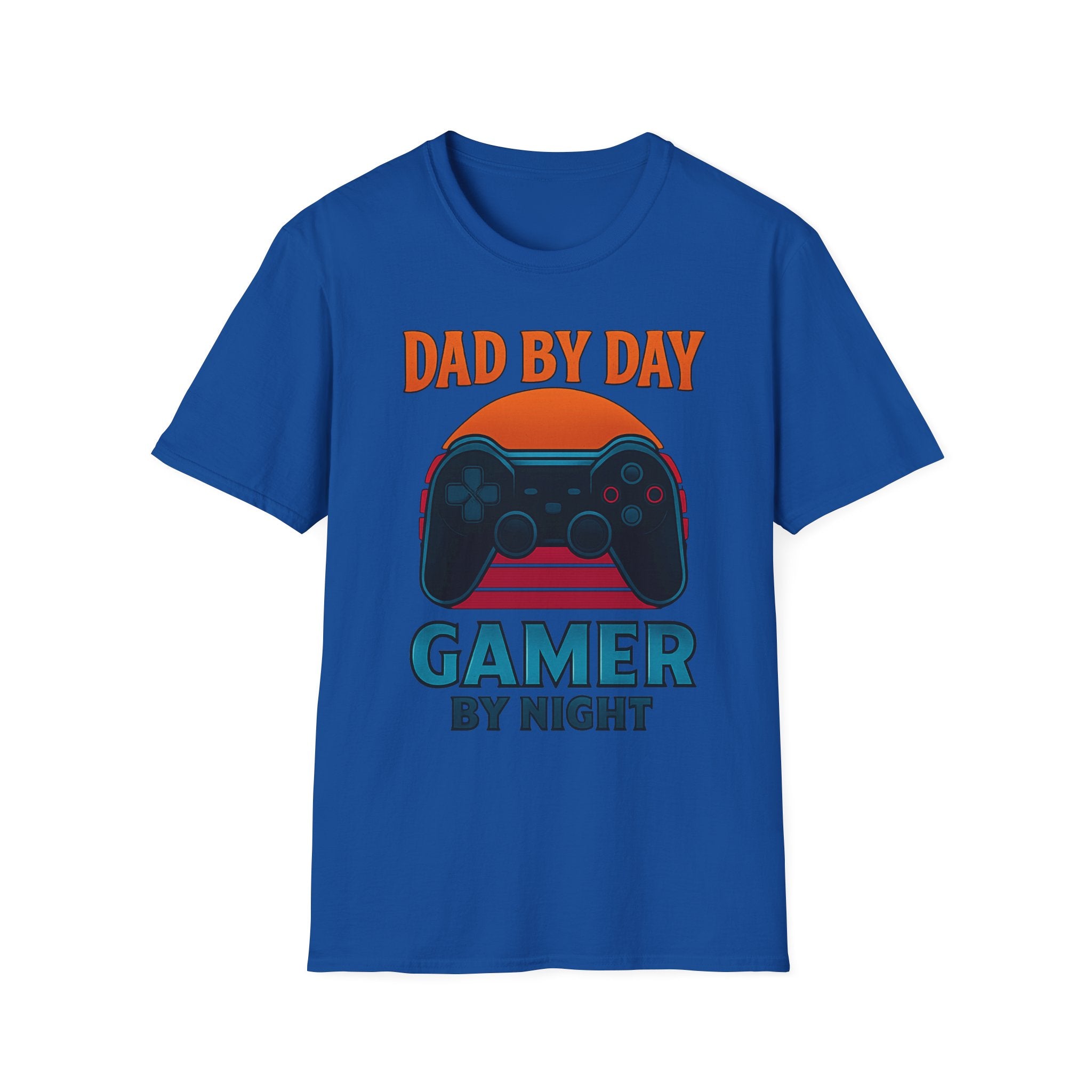 Dad By Day Gamer By Night T-Shirt | Retro Controller Gaming Tee for Fathers