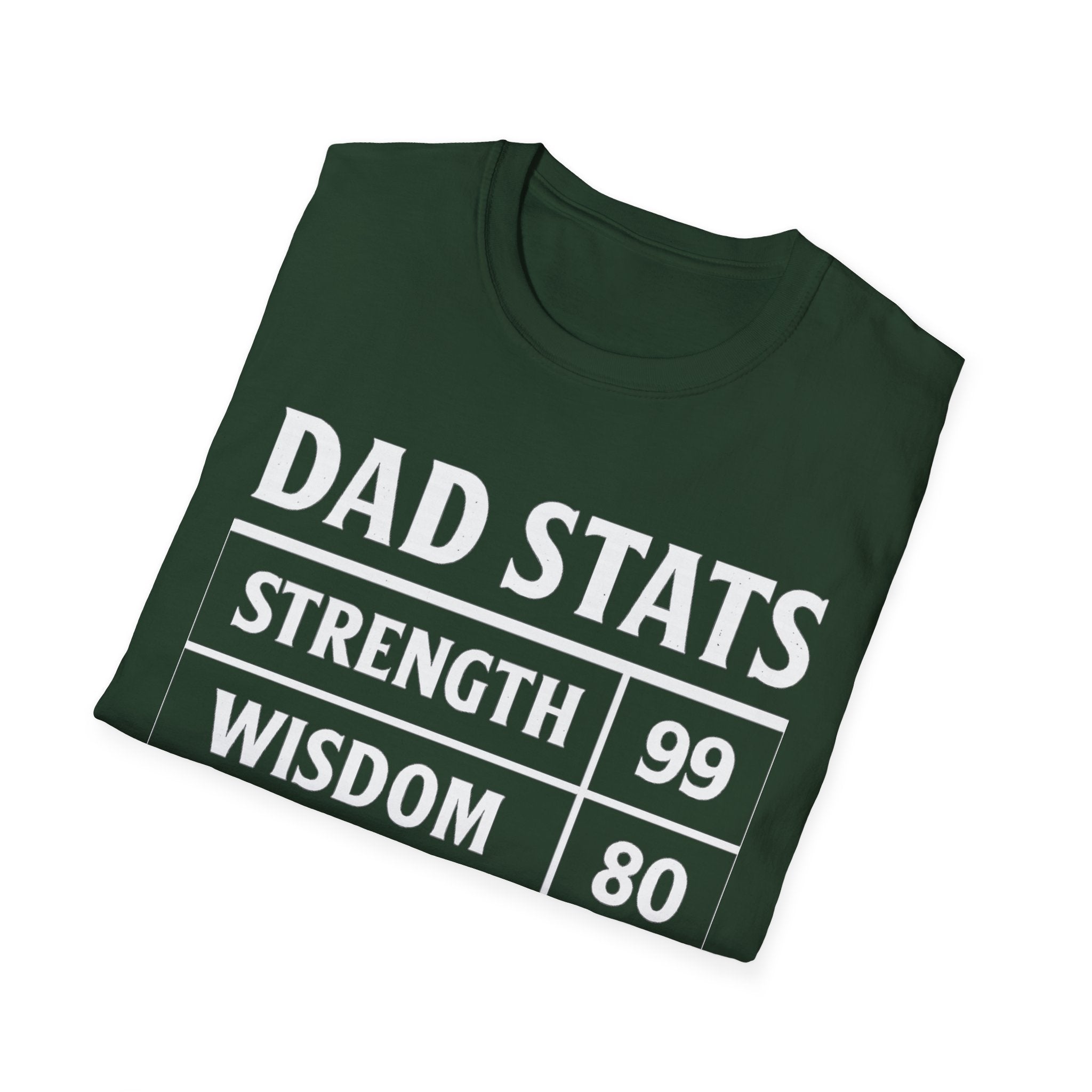 Dad Stats T-Shirt | Strength 99, Wisdom 80, Speed 75, Sleep 10 Funny Father's Day Tee
