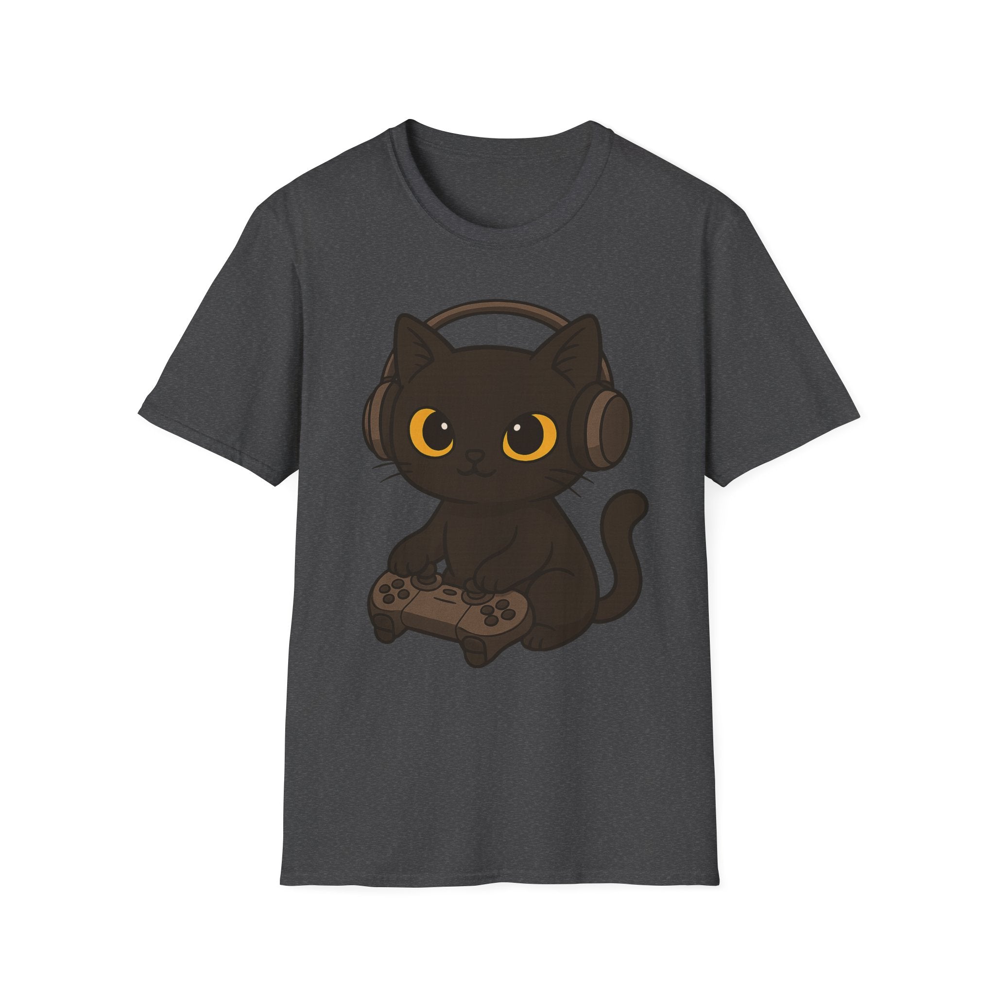 Gamer Cat T-Shirt | Cute Black Cat with Headset & Game Controller