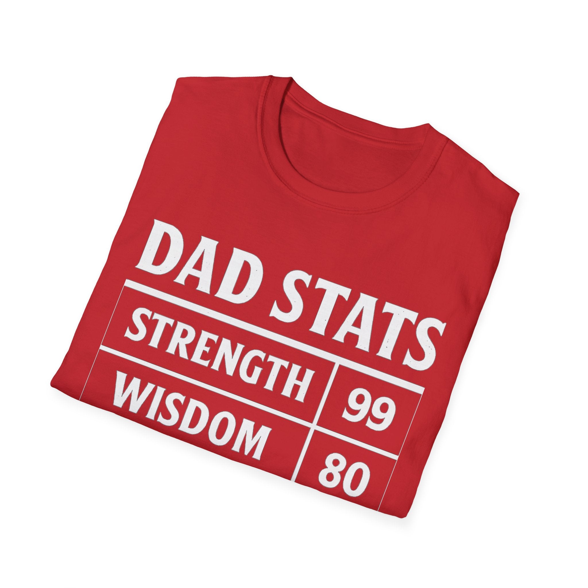 Dad Stats T-Shirt | Strength 99, Wisdom 80, Speed 75, Sleep 10 Funny Father's Day Tee