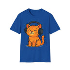 Orange Kitty with Headphones T-Shirt | Cute Cat Music Gamer Tee