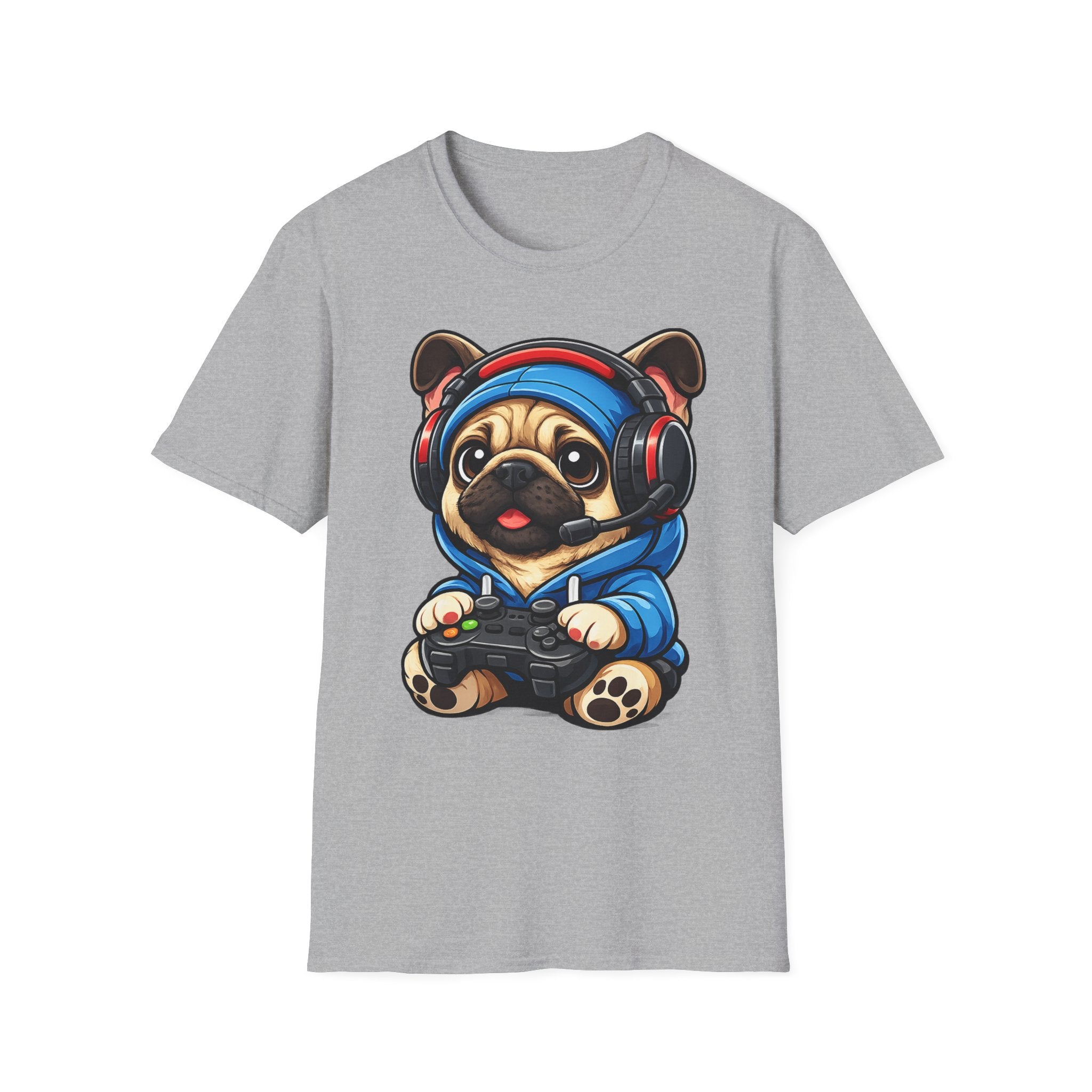 Gamer Pug T-Shirt | Cute Pug with Headset & Controller Graphic